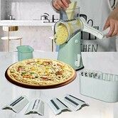 5-in-1 Rotary Cheese Grater, Shredder, Vegetable Cutter,Nuts Grinder， Multifunctional Mandoline Slicer for Home Use