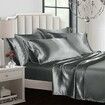 Luxury Super Soft 4-Piece Satin Bedding Set in Rich Dark Grey,anti-wrinkle