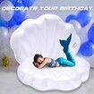 Blow Up Seashell Pool Float/Inflatable Giant Clam with Pearl Ball,Ride On Raft Chair for Swimming Pool Summer Beach Party