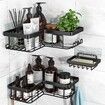 Adhesive Corner Shower Caddy with Soap Holder,12 Hooks,Rustproof Organizer,No-Drill Wall Mounted Shower Rack