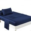 DreamZ Silky Satin Sheets Fitted King Single Blue