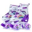 Adjustable Kids and Teens Roller Skates with 4 Light Up Wheels (Size 33-37, Purple)
