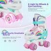 Adjustable Kids Roller Skates, Size (26-33), 4 Light-Up Wheels, Pink