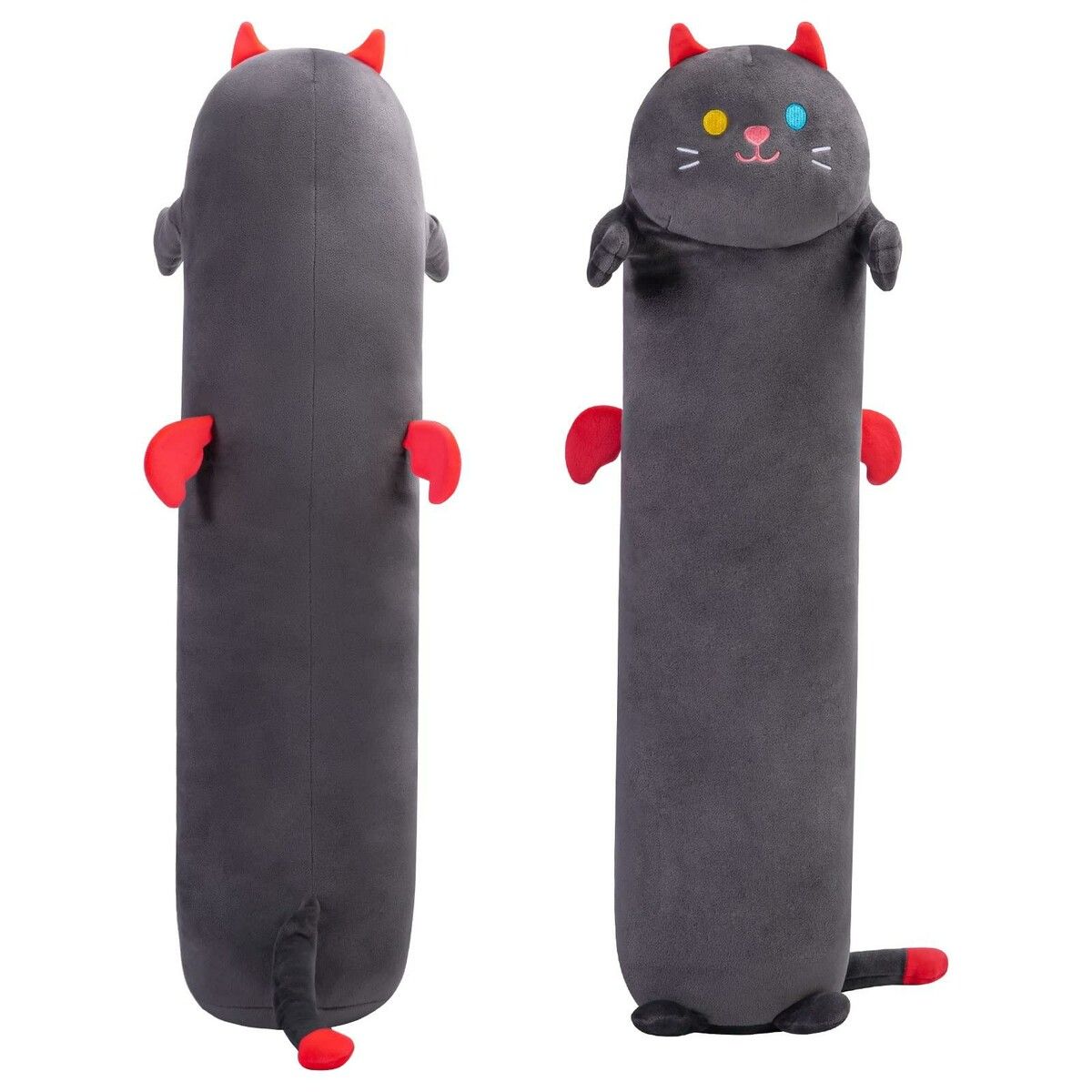 20" Kawaii Black Cat Plush Body Pillow - Cuddly and Cute Stuffed Toy for Relaxation, Decoration, or as a Gift