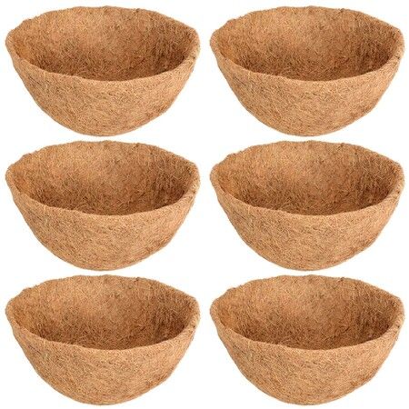 100% Natural Coconut Fiber Round Hanging Basket Liners for Flowers and Vegetables(6 Pack 12 Inch)