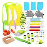 37 Piece Kids Cooking Set, Montessori Kitchen Tools with Plastic Knives, Cutting Board, More Kitchen Accessories,Cooking Fun for Kids