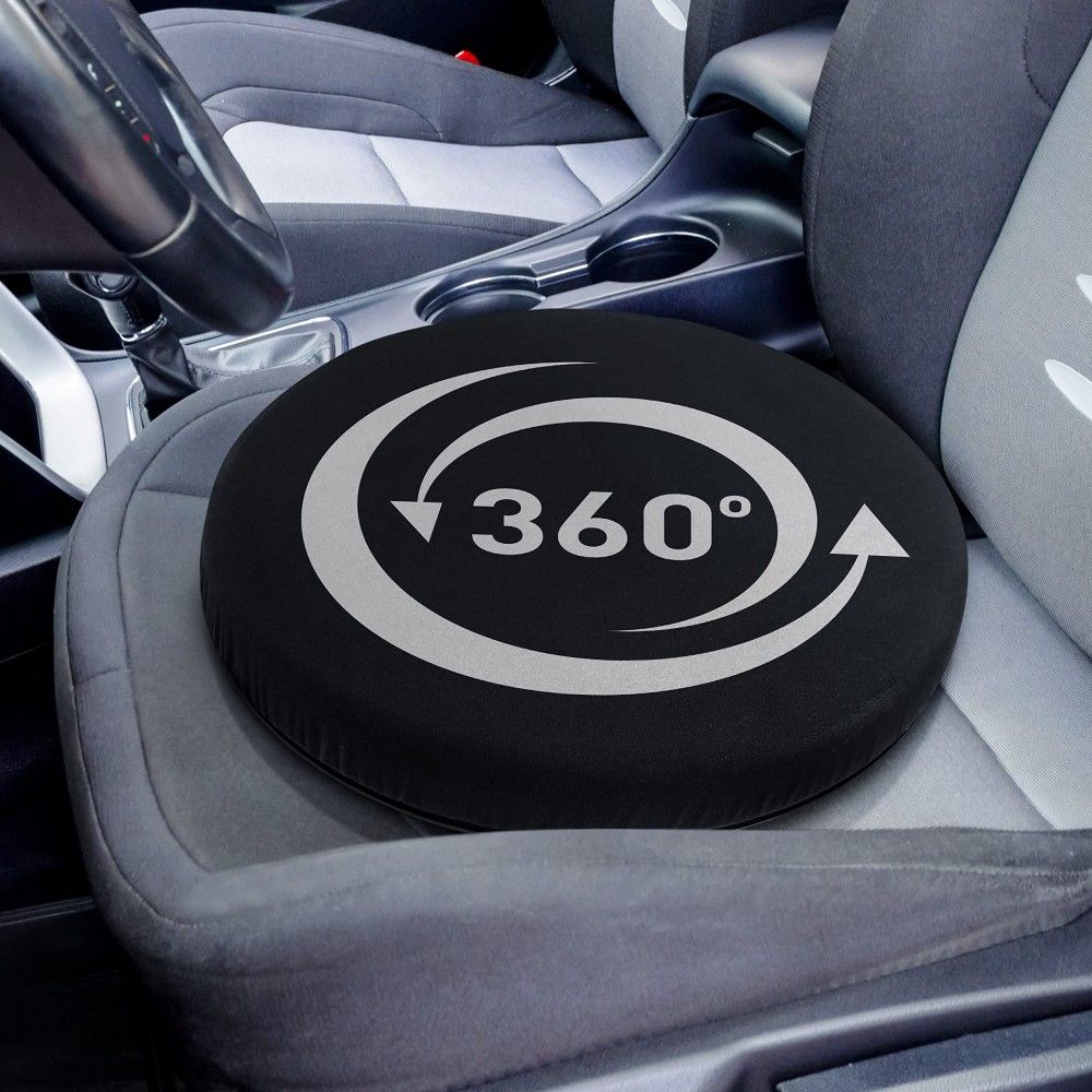 360 Degree Rotating Car Pillow Large Swivel Chair Pad Hard Foam Spinner Seat Cushion for Stool Chair, Car 40*40*6CM