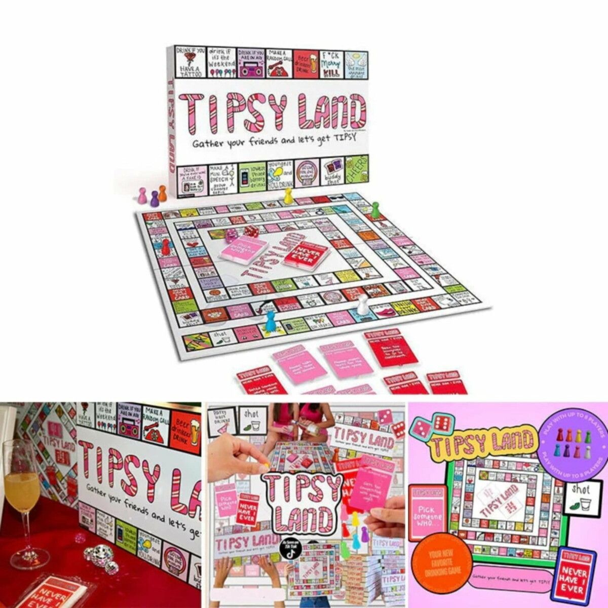 Tipsy Land Drinking Board Game,The Ultimate Drinking Game that Guarantees Laughter,Fun,Unforgettable Moments with Friends