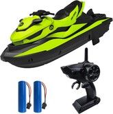 Remote Control Boat for Pools & Lakes with 2 Batteries/Dual Motors/2 Charger Cables & Low Battery Prompt Motor Boat (Green)