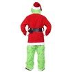 Green Deluxe Monster Costume for Men 7PCS Adult Santa Suit Set Furry Christmas Santa Claus Outfit Size M