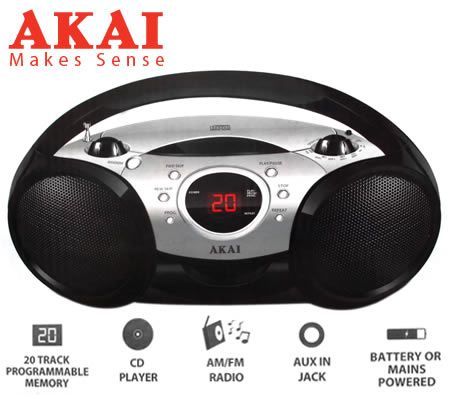 Akai Portable CD Boom Box AM/FM Radio Player