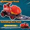 Truck Toys with 6 Die-Cast Metal Cars Foldable Track & Missile Launcher Birthday Gift Idea Toys for Kids Ages 3+(Red)