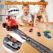 Truck Toys with 6 Die-Cast Metal Cars Foldable Track & Missile Launcher Birthday Gift Idea Toys for Kids Ages 3+(Red)