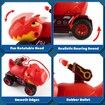 Truck Toys with 6 Die-Cast Metal Cars Foldable Track & Missile Launcher Birthday Gift Idea Toys for Kids Ages 3+(Red)