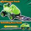 Truck Toys with 6 Die-Cast Metal Cars Foldable Track & Missile Launcher Birthday Gift Idea Toys for Kids Ages 3+(Green)