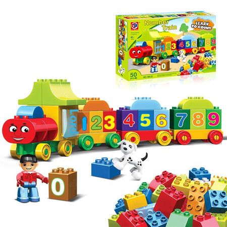 50 Piece Alphabet Train Building Toy Stacking Blocks with ABC Letters ...