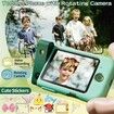 Kids Smart Phone Touchscreen 2.8 Inch Toddler Learning Toy with Rotating Camera Music Player 32G SD Card-Green
