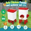 Chicken Bird Feeder Poultry Waterer Set Auto Food Water Dispense Automatic Hen Chick Chook Feeding Drinking Cup 8kg 7L for Coop Fence