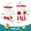 Chicken Bird Feeder Poultry Waterer Set Auto Food Water Dispense Automatic Hen Chick Chook Feeding Drinking Cup 8kg 7L for Coop Fence