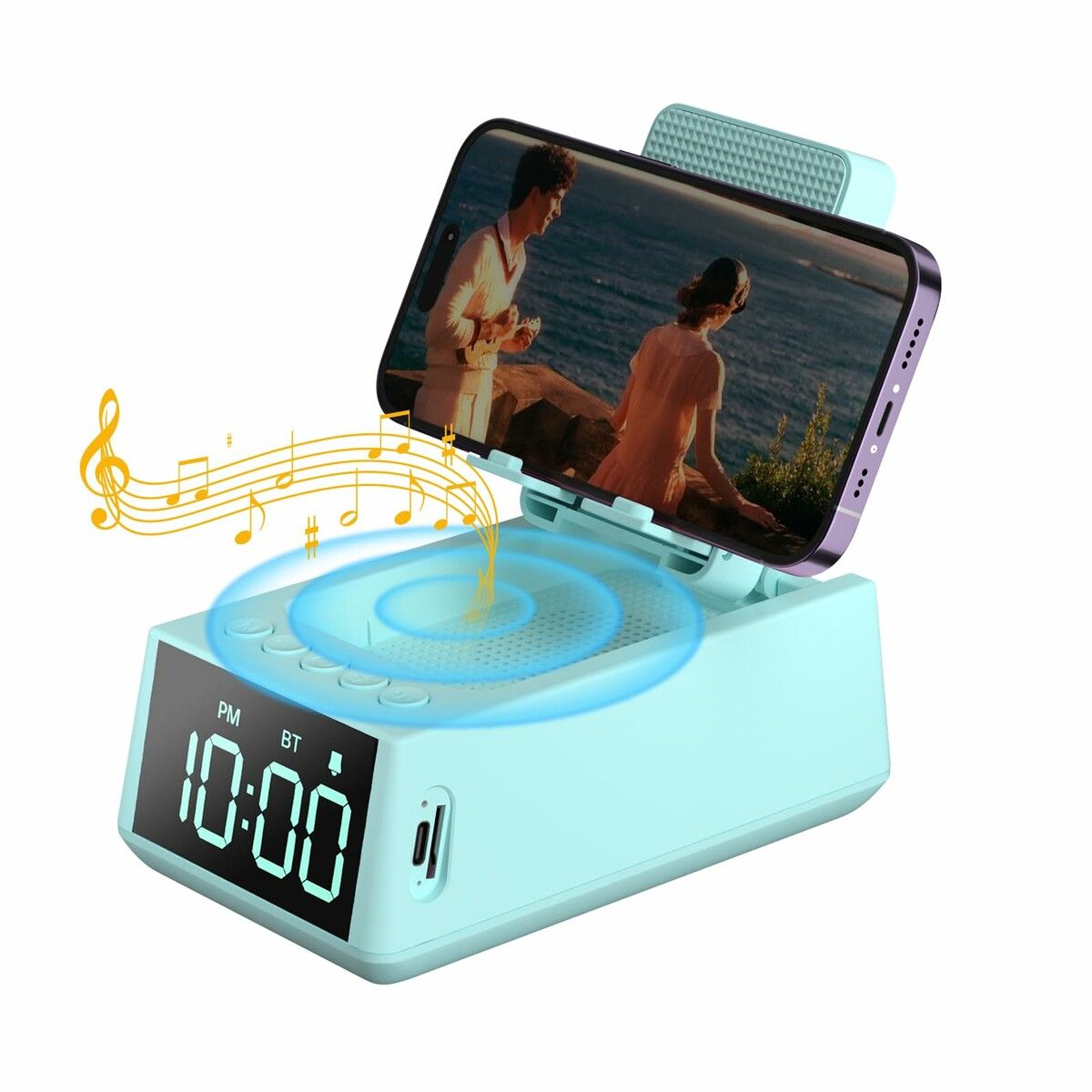 Cell Phone Stand Bluetooth Speaker with Anti-Slip Base,HD Surround Sound,Cool Multi Functional Gadget,Unique Gift for Him,Her,Husband,Wife,Dad,Mom (Blue)