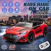 Mercedes Benz Licensed Ride On Car AMG GT3 Parental Remote Electric Vehicle Toy 12V Rechargeable Battery with Horn LED MP3 Childrens Red