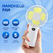 Portable Handheld Fan 5 Speeds Mini Air Cooler USB Rechargeable Small Electric Desk Summer Cooling Quiet Personal Travel Camping Essentials 4000mAh