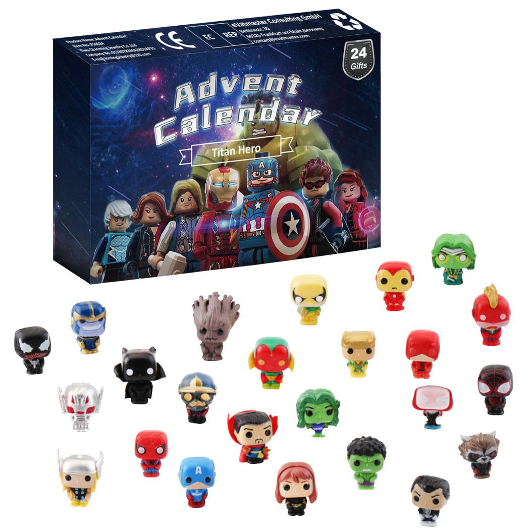 Kids Holiday Advent Calendar 2024  Surprise Holiday Gifts with Super Hero Toys, Countdown to New Year