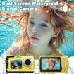 Underwater Camera,Waterproof Camera with 32GB Card,4K FHD 48MP Dual-Screen Selfie Digital Camera,10FT Waterproof Camera (Yellow)