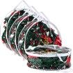 4 Pieces Clear Christmas Wreath Storage Container 24 Inches Xmas Wreath Storage Bag Plastic Christmas Garland Container with Dual Zippers and Reinforced Handles (Clear)