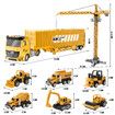 Construction Truck Storage Toy Car Play Set Toddler Boys Engineering Vehicle Model Excavator Tower Crane with Light Sound Power Christmas Birthday Gift