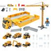 Construction Truck Storage Toy Car Play Set Toddler Boys Engineering Vehicle Model Excavator Tower Crane with Light Sound Power Christmas Birthday Gift