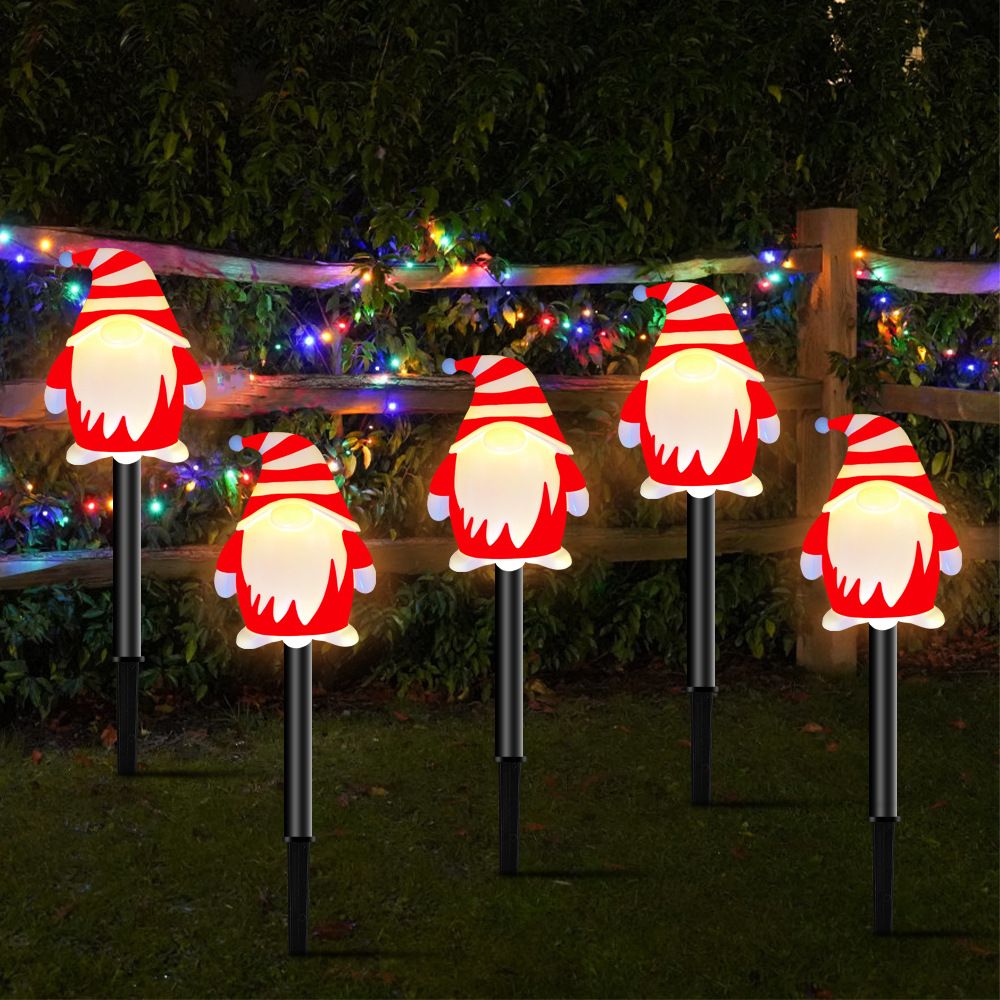 Solar Christmas Garden Stake Lights, Outdoor Waterproof Solar Santa Claus Garden Stake Christmas Pathway Lights