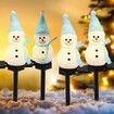 1 Pack Solar Christmas Decorations Outdoor Decor Snowman Stake Lights, Waterproof Walkway Landscape Lights for Winter Yard, Garden (Blue)