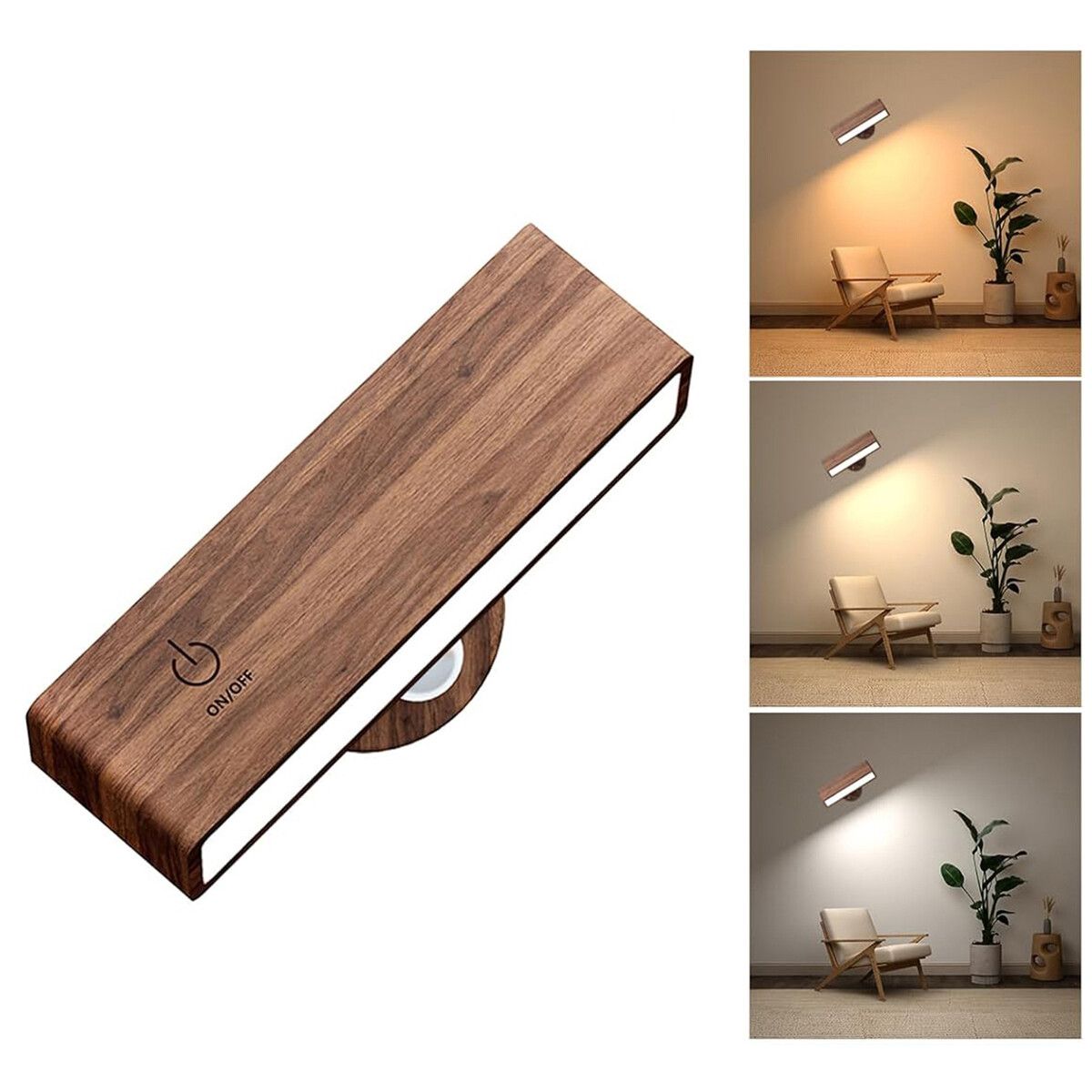 Battery Operated Wall Sconce,Wireless Rechargeable Wall Sconce,Wall Mounted Reading Light,Dimmable Magnetic Wall Mounted Lamp,LED Wall Lights Rotatable (1 Pack)