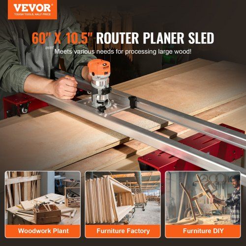 Router Sled, 1525 mm, Portable and Easy to Adjust Slab Flattening Jig, DIY Woodworking Router Sled for Flattening Slabs, Slab Guide Jig Trimming Planing Machine for Wood Flattening, Home DIY