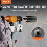 Core Drill Bit, 4.25" Wet/Dry Diamond Core Drill Bits for Brick and Block, Concrete Core Drill Bit with Pilot Bit Adapter and Saw Blade, 9.5" Drilling Depth, 5/8"-11 Inner Thread, Laser Welding