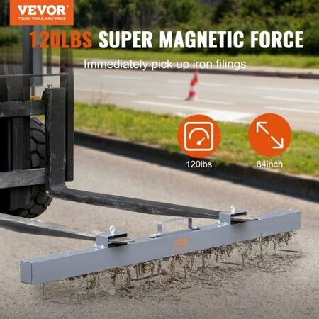 Hanging Magnetic Sweeper Pickup Tool, 54.4 kg Nail Hang-Type Magnetic Forklift Sweeper, Industrial Grade Magnets Steel Material Hunting Accessories for Picking Up Nails Bolts Iron Chips Metals