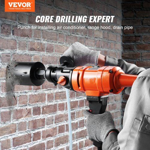 Diamond Core Drilling Machine, 4in Handheld Wet Concrete Core Drill Rig, 1100-2400RPM Two Speed & 1-1/4" Thread & 2 Bubble Levels, 3-4in Drilling Diameter for Concrete Brick Block Stone, 1500W