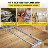 Router Sled, 64 inches /162.6 cm Width, Slab Guide Jig for Woodworking with Locking Function, Portable and Easy to Adjust, Trimming Planing Machine for Wood Flattening, Home DIY