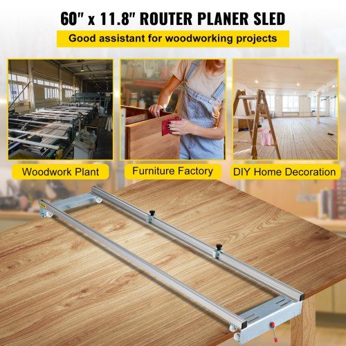 Router Sled, 64 inches /162.6 cm Width, Slab Guide Jig for Woodworking with Locking Function, Portable and Easy to Adjust, Trimming Planing Machine for Wood Flattening, Home DIY