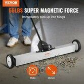 24.9 kg Rolling Magnetic Sweeper with Wheels,Push-Type Magnetic Pick Up Sweeper, Large Magnet Pickup Lawn Sweeper with Telescoping Handle, Easy Cleanup of Workshop Garage Yard