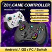 Controller Remote Joystick for iOS/Android, Wireless Switch Controller with Macro Buttons/Hall-Rocker/Hall-Trigger, White