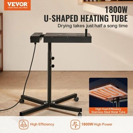 Flash Dryer, 16 x 16 inch Flash Dryer for Screen Printing, High Power Silk Screen Printing Dryer with Height Adjustable Stand, 360° Rotation, X-Shaped Base, Steel T-Shirt Curing Machine