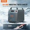 Industrial Water Chiller, CW-3000, 80W Air-Cooled Industrial Water Cooler Cooling System with 12 L Water Tank Capacity 12 L/min Maximum Flow Rate, for Laser Engraving Machine Cooling Machine