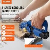 Fabric Cutter, 5-Speed Cordless Electric Rotary Fabric Cutting Machine, 1.1" Cutting Thickness, Octagonal Knife, with Replacement Blade and Battery Charger, for Multi-Layer Cloth Fabric Leather