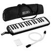 37 Keys Melodica Air Piano Keyboard Black Professional Musical Instrument for Kids Adults with Carrying Bag 2 Mouthpieces