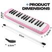 37 Keys Melodica Air Piano Keyboard Pink Professional Musical Instrument for Adults Kids with Carrying Bag 2 Mouthpieces