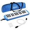 37 Keys Melodica Air Piano Keyboard Professional Blue Musical Instrument for All Ages with Carrying Bag 2 Mouthpieces