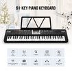 61 Key Electronic Keyboard Portable Standard Piano Music Instrument with Microphone Adjustable Stand Power Adapter Black