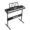 61 Key Electronic Keyboard Portable Standard Piano Music Instrument with Microphone Adjustable Stand Power Adapter Black